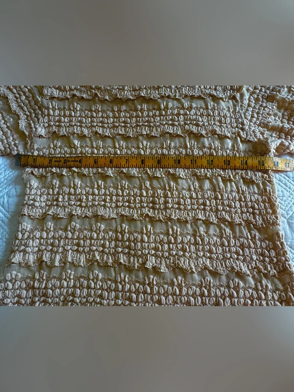 Free People Angelina Lace Tee Size Large Beige Tea Color